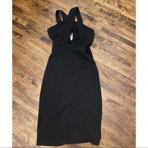 Open Front Bodcon Black Dress